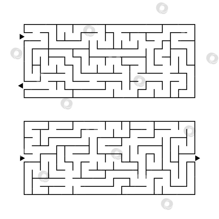 Скачать Набор из двух прямоугольных лабиринтов. Простая плоская векторная иллюстрация, выделенная на белом фоне. Развивающая игра для детей. фотосток Ozero