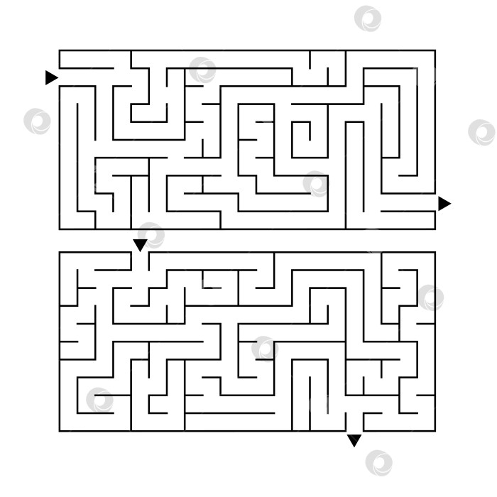 Скачать Набор из двух прямоугольных лабиринтов. Простая плоская векторная иллюстрация, выделенная на белом фоне. Развивающая игра для детей. фотосток Ozero