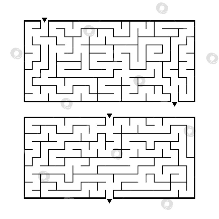 Скачать Набор из двух прямоугольных лабиринтов. Простая плоская векторная иллюстрация, выделенная на белом фоне. Развивающая игра для детей. фотосток Ozero