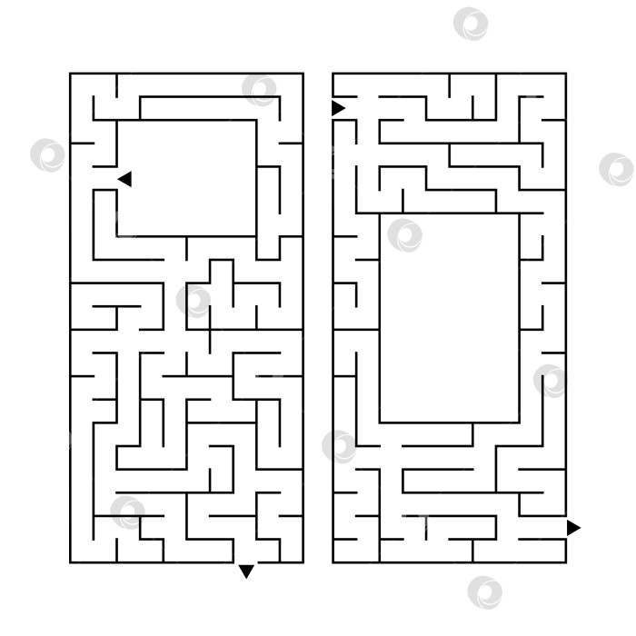 Скачать Набор из двух прямоугольных лабиринтов. Простая плоская векторная иллюстрация, выделенная на белом фоне. С местом для вашего изображения. фотосток Ozero