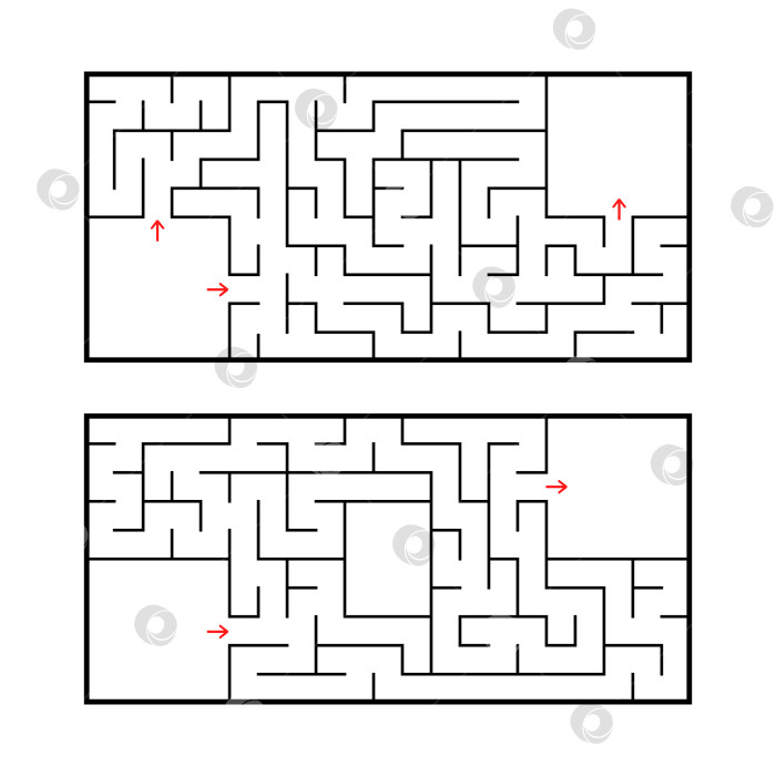 Скачать Набор из двух прямоугольных лабиринтов. Простая плоская векторная иллюстрация, выделенная на белом фоне. С местом для вашего изображения. фотосток Ozero