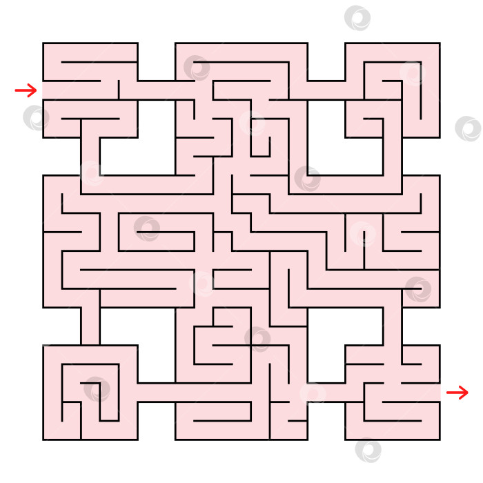 Скачать Красочный квадратный фантастический лабиринт с входом и выходом. Простая плоская векторная иллюстрация, выделенная на белом фоне. фотосток Ozero