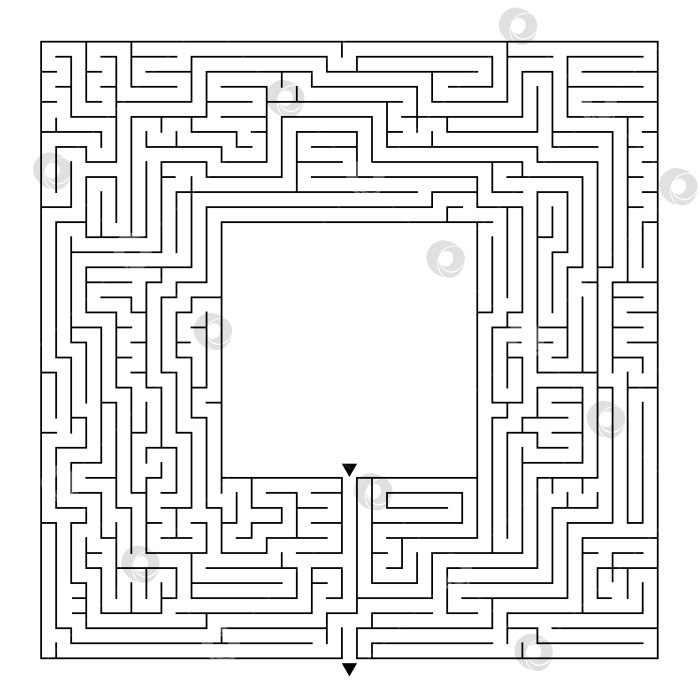 Скачать Огромный квадратный лабиринт с входом и выходом. Простая плоская векторная иллюстрация, выделенная на белом фоне. С местом для ваших рисунков фотосток Ozero