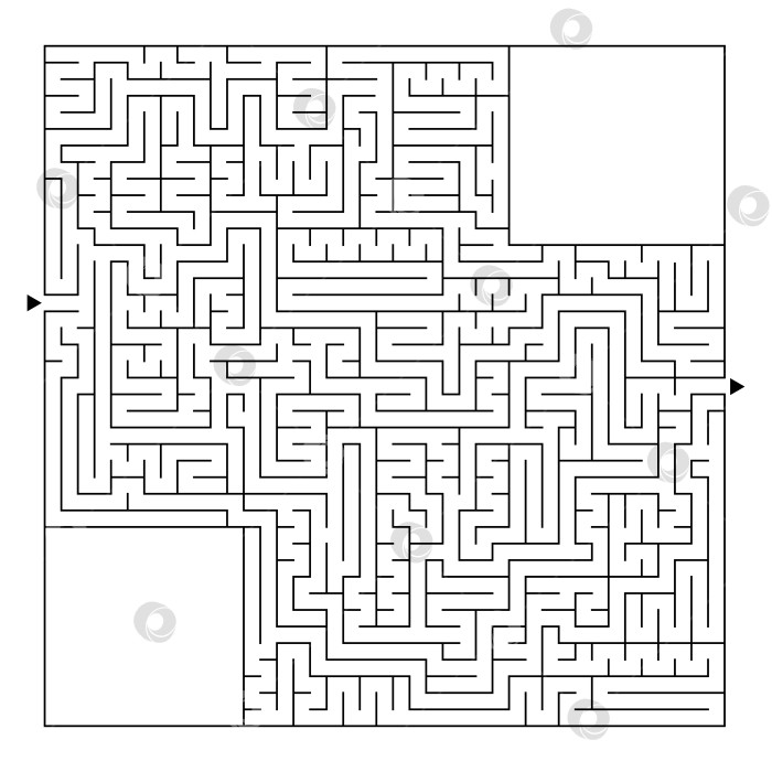Скачать Огромный квадратный лабиринт с входом и выходом. Простая плоская векторная иллюстрация, выделенная на белом фоне. С местом для ваших рисунков фотосток Ozero