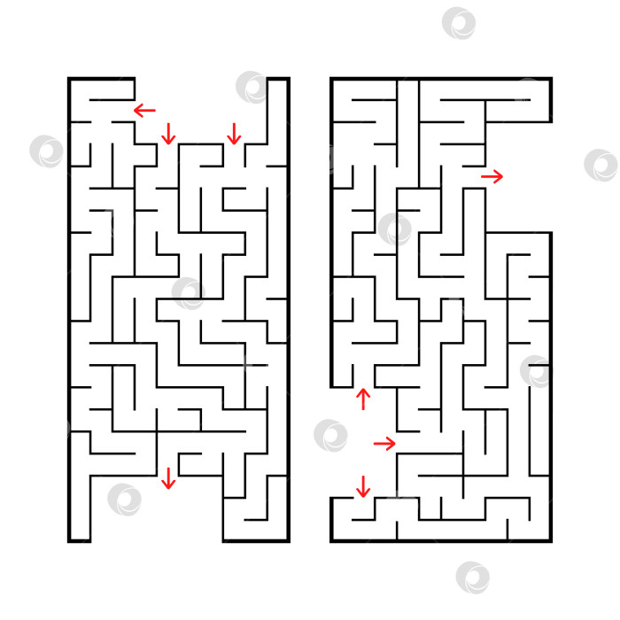 Скачать Набор из двух прямоугольных лабиринтов. Простая плоская векторная иллюстрация, выделенная на белом фоне. С местом для вашего изображения. фотосток Ozero