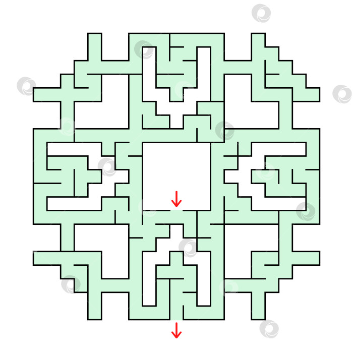Скачать Красочный квадратный фантастический лабиринт с входом и выходом. Простая плоская векторная иллюстрация, выделенная на белом фоне. фотосток Ozero