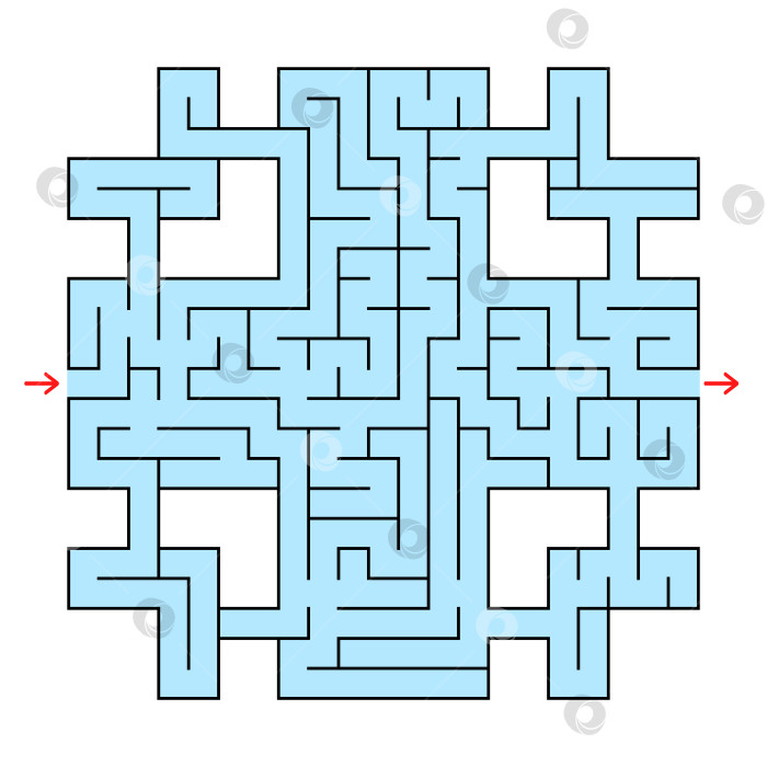 Скачать Красочный квадратный фантастический лабиринт с входом и выходом. Простая плоская векторная иллюстрация, выделенная на белом фоне. фотосток Ozero