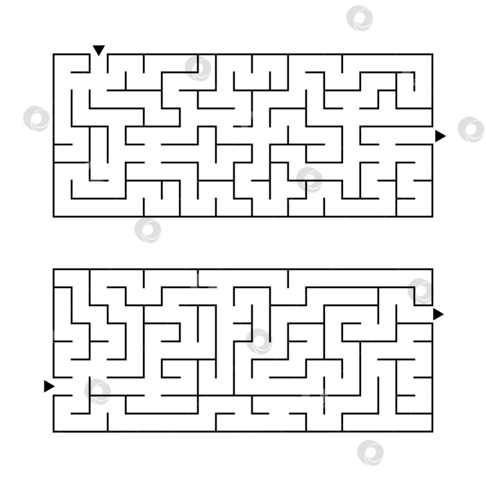 Скачать Набор из двух прямоугольных лабиринтов. Простая плоская векторная иллюстрация, выделенная на белом фоне. Развивающая игра для детей. фотосток Ozero