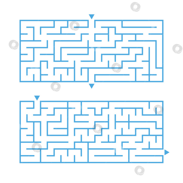 Скачать Набор из двух прямоугольных лабиринтов. Простая плоская векторная иллюстрация, выделенная на белом фоне. Развивающая игра для детей. фотосток Ozero