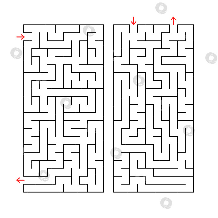 Скачать Набор из двух прямоугольных лабиринтов. Простая плоская векторная иллюстрация, выделенная на белом фоне. Развивающая игра для детей. фотосток Ozero