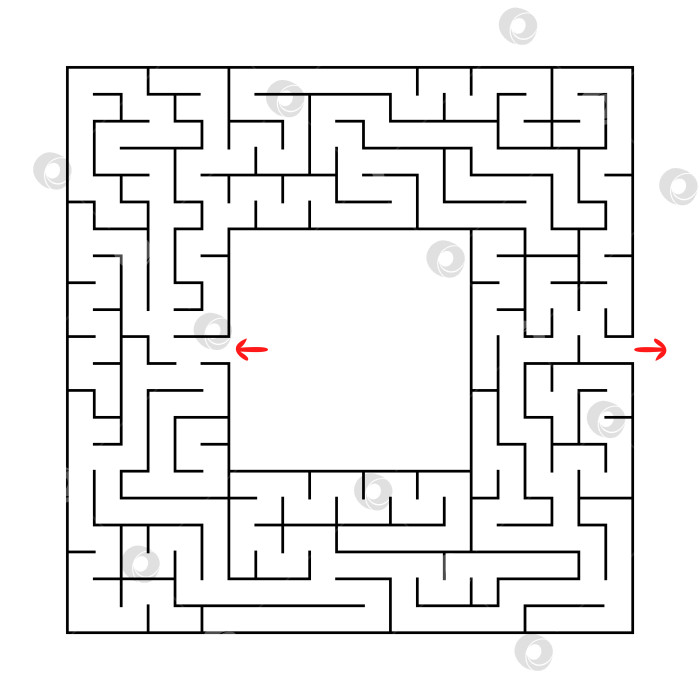 Скачать Квадратный лабиринт с входом и выходом. Простая плоская векторная иллюстрация, выделенная на белом фоне. С местом для вашего изображения фотосток Ozero