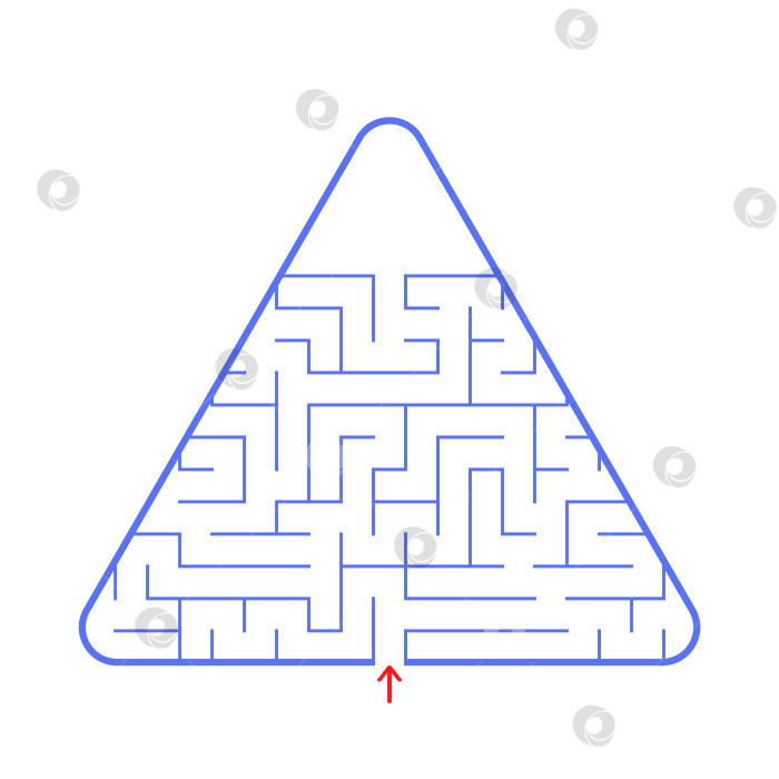 Скачать Треугольный лабиринт с входом и выходом. Простая плоская векторная иллюстрация, выделенная на белом фоне. С местом для вашего изображения фотосток Ozero