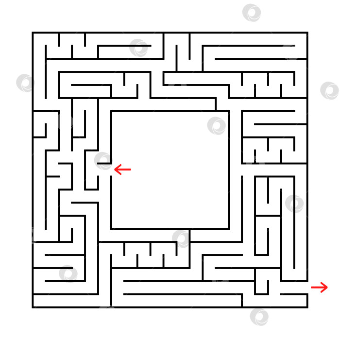 Скачать Квадратный лабиринт. Найдите выход из центра. Простая плоская векторная иллюстрация, выделенная на белом фоне. С местом для вашего изображения фотосток Ozero