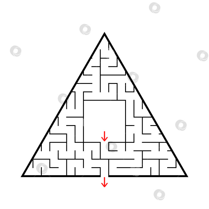 Скачать Треугольный лабиринт с входом и выходом. Простая плоская векторная иллюстрация, выделенная на белом фоне. С местом для вашего изображения фотосток Ozero