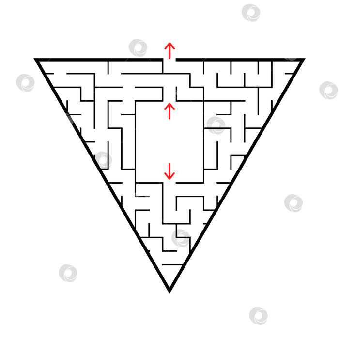 Скачать Треугольный лабиринт с двумя входами и выходом. Простая плоская векторная иллюстрация, выделенная на белом фоне. С местом для ваших рисунков фотосток Ozero
