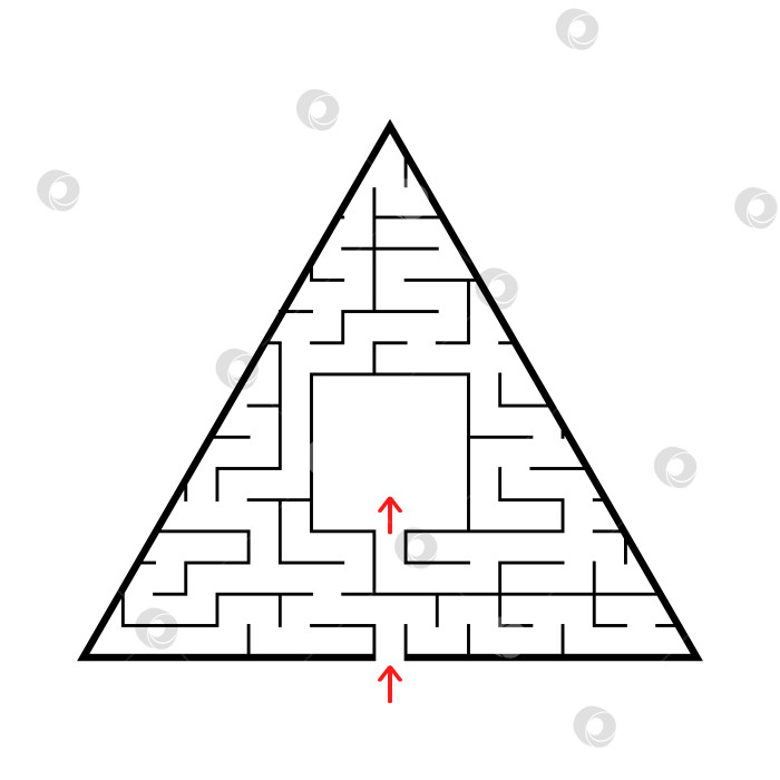Скачать Треугольный лабиринт с входом и выходом. Простая плоская векторная иллюстрация, выделенная на белом фоне. С местом для вашего изображения фотосток Ozero