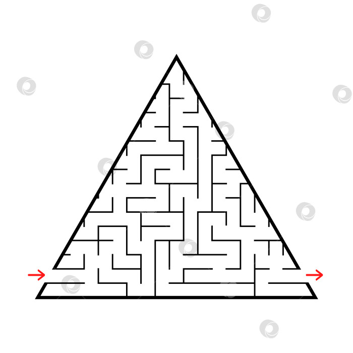 Скачать Треугольный лабиринт с входом и выходом. Простая плоская векторная иллюстрация, выделенная на белом фоне. фотосток Ozero