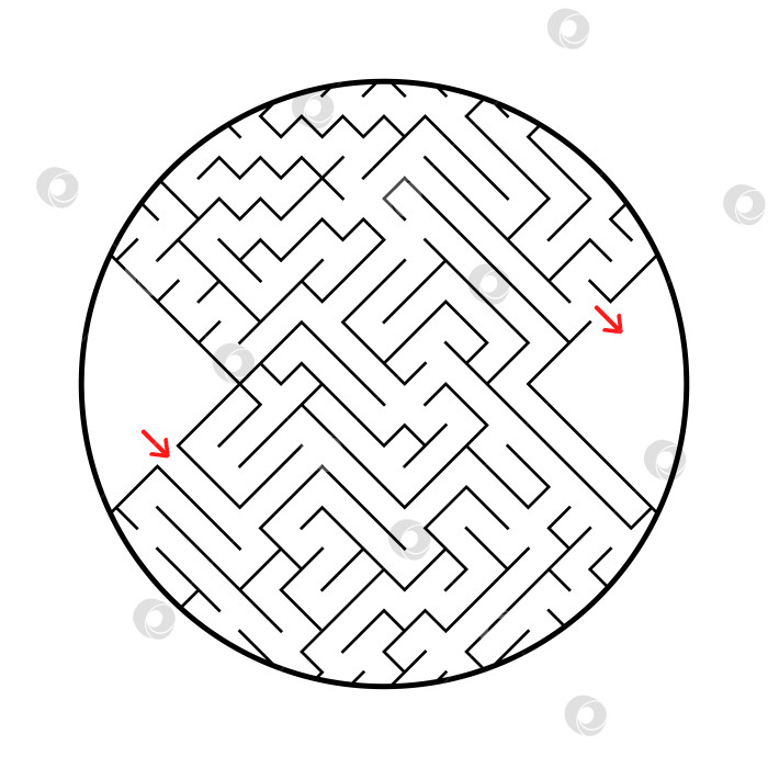 Скачать Круглый лабиринт с входом и выходом. Простая плоская векторная иллюстрация, выделенная на белом фоне. С местом для вашего изображения фотосток Ozero