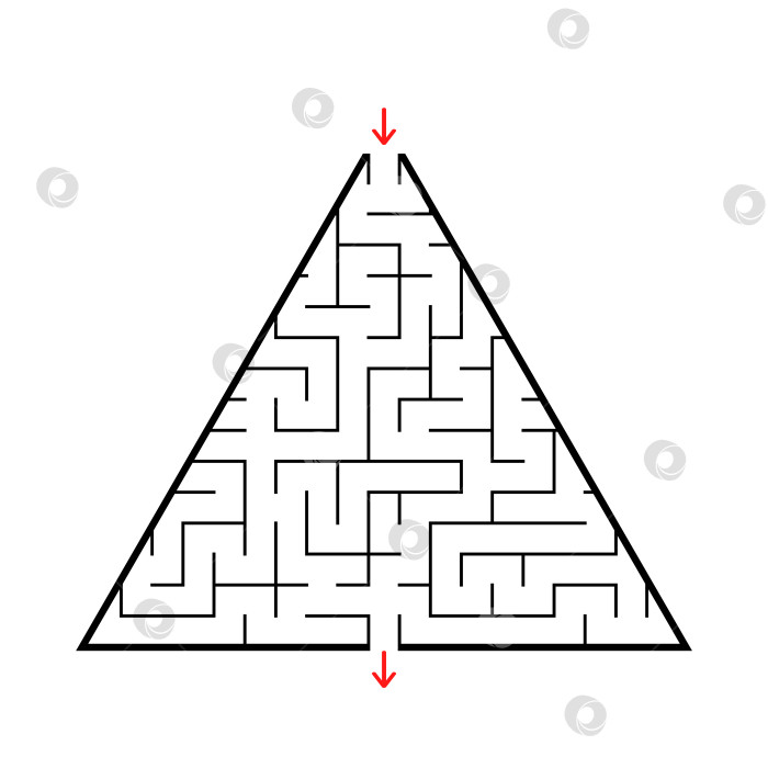 Скачать Треугольный лабиринт с входом и выходом. Простая плоская векторная иллюстрация, выделенная на белом фоне. фотосток Ozero