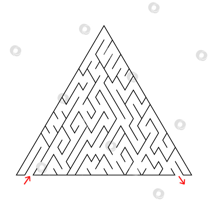 Скачать Треугольный лабиринт с входом и выходом. Простая плоская векторная иллюстрация, выделенная на белом фоне. фотосток Ozero