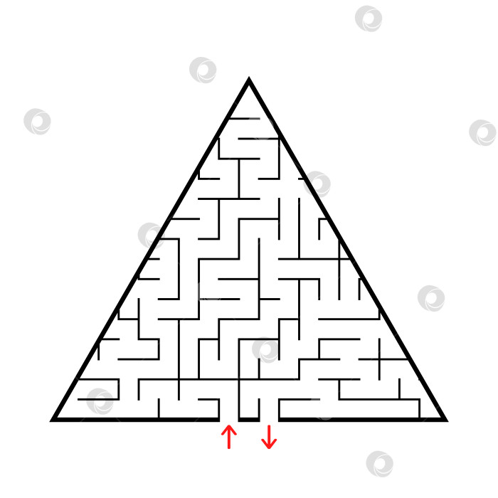 Скачать Треугольный лабиринт с входом и выходом. Простая плоская векторная иллюстрация, выделенная на белом фоне. фотосток Ozero