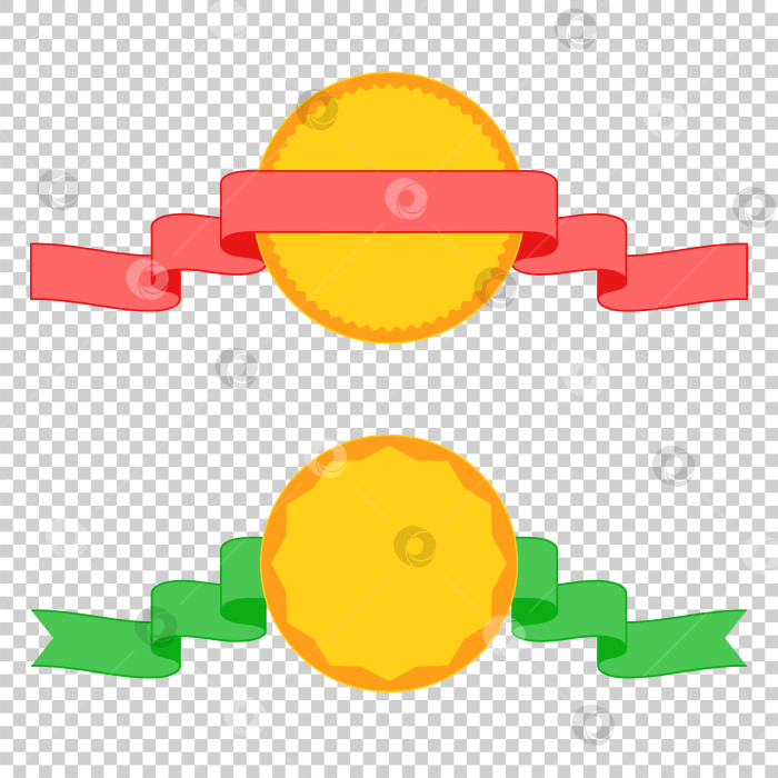Скачать Набор цветных изолированных лент для баннеров и медалей на прозрачном фоне. Простая плоская векторная иллюстрация. С пространством для текста. Подходит для инфографики, дизайна, рекламы. фотосток Ozero