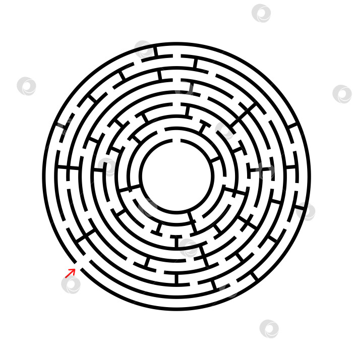 Скачать Абстрактный круглый лабиринт. Развивающая игра для детей и взрослых. Простая плоская векторная иллюстрация, выделенная на белом фоне. фотосток Ozero