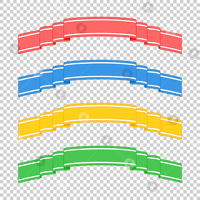 Скачать Набор цветных изолированных баннерных лент на прозрачном фоне. Простая плоская векторная иллюстрация. С пространством для текста. Подходит для инфографики, дизайна, рекламы, праздников, наклеек. фотосток Ozero