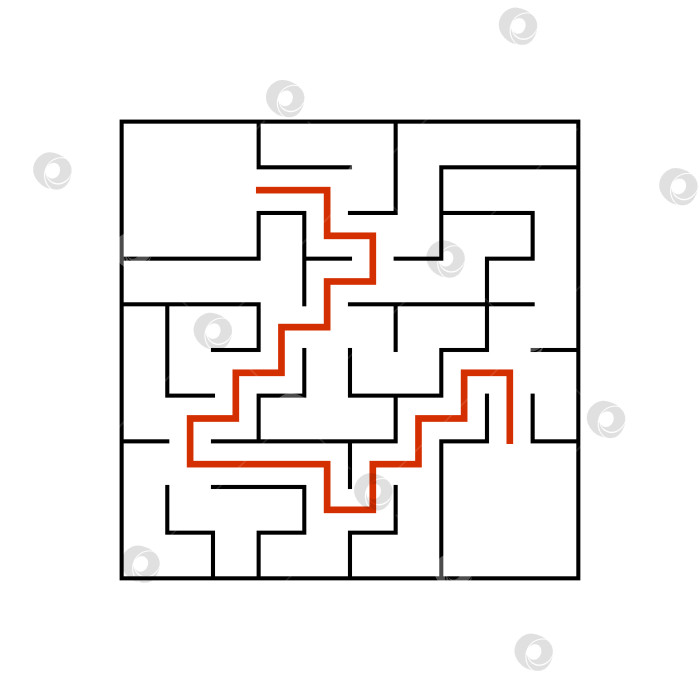 Скачать Черный квадратный лабиринт с входом и выходом. Интересная игра для детей. Простая плоская векторная иллюстрация, выделенная на белом фоне. С местом для ваших рисунков. С ответом. фотосток Ozero