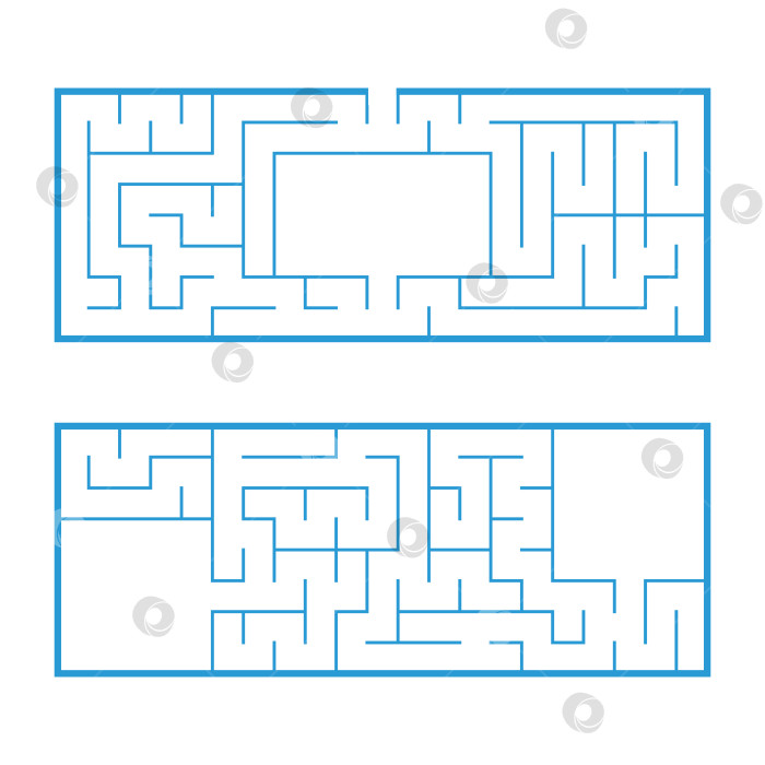 Скачать Набор из двух прямоугольных лабиринтов. Интересная и полезная игра для дошкольников. Простая головоломка. Простая плоская векторная иллюстрация, выделенная на белом фоне. фотосток Ozero