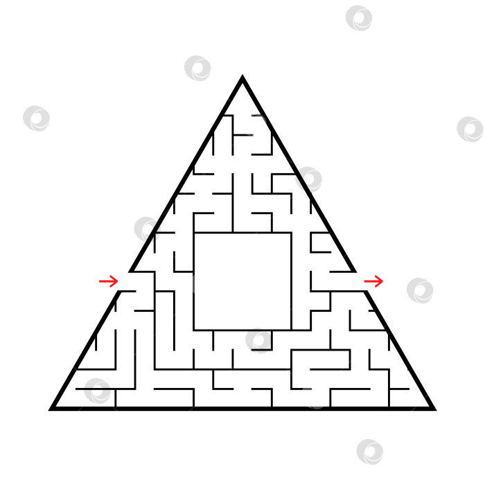 Скачать Абстрактный цветной треугольный лабиринт. Черный цвет на синем фоне. Интересная игра для детей. Векторная иллюстрация. фотосток Ozero