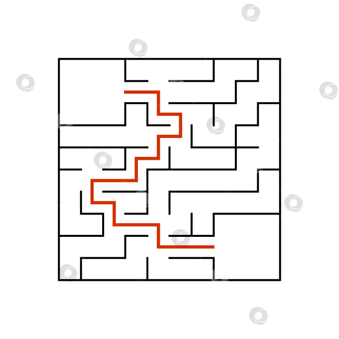 Скачать Черный квадратный лабиринт с входом и выходом. Интересная игра для детей. Простая плоская векторная иллюстрация, выделенная на белом фоне. С местом для ваших рисунков. С ответом. фотосток Ozero