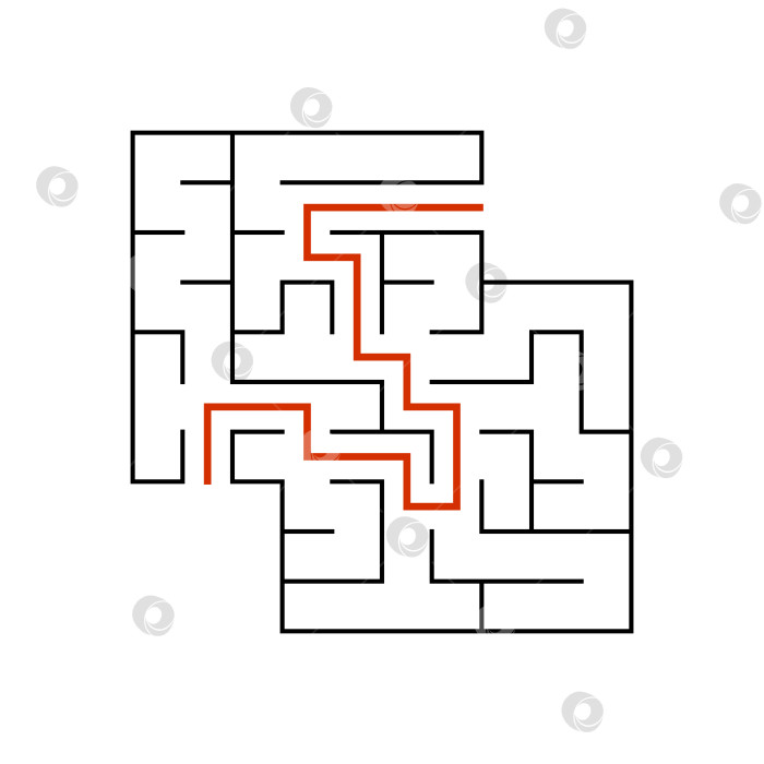 Скачать Черный квадратный лабиринт с входом и выходом. Интересная игра для детей. Простая плоская векторная иллюстрация, выделенная на белом фоне. С местом для ваших рисунков. С ответом. фотосток Ozero
