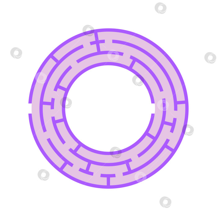 Скачать Абстрактный круглый лабиринт. Игра для детей. Головоломка для детей. Один вход, один выход. Головоломка-лабиринт. Плоская векторная иллюстрация, изолированная на белом фоне. фотосток Ozero