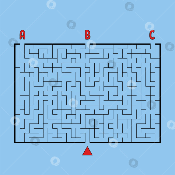 Скачать Абстрактный прямоугольный большой лабиринт. Игра для детей и взрослых. Головоломка для детей. Найдите правильный выход. Головоломка-лабиринт. Плоская векторная иллюстрация. фотосток Ozero