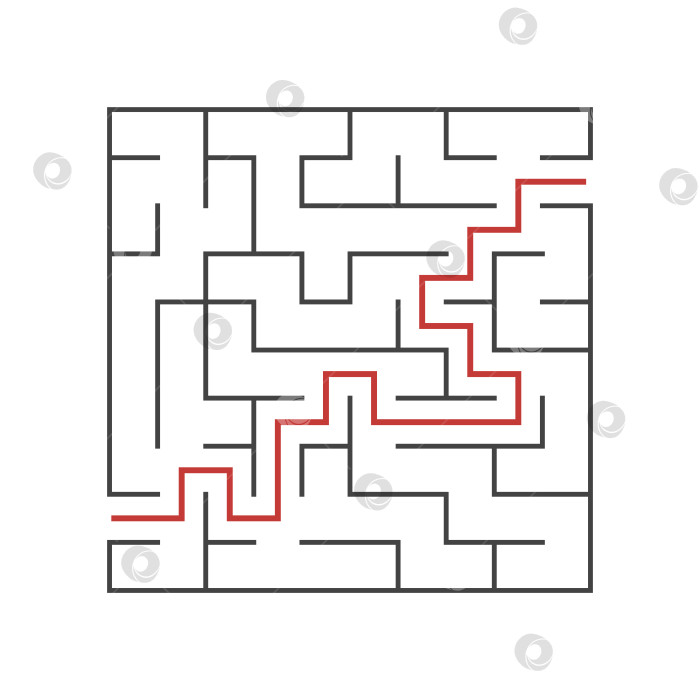 Скачать Квадратный лабиринт для детей. Игра представляет собой загадку. Простая плоская векторная иллюстрация на белом фоне. С ответом. фотосток Ozero