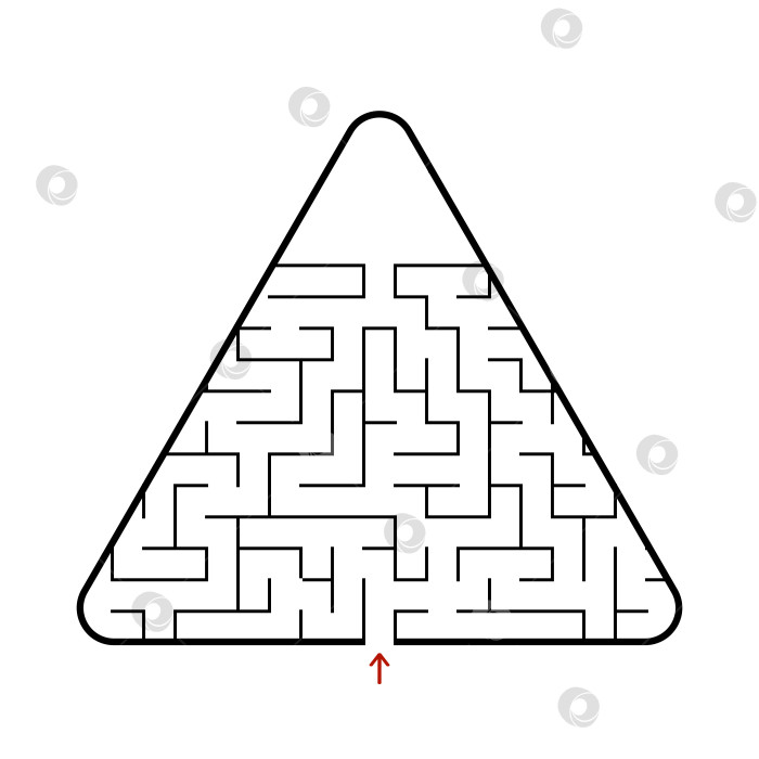 Скачать Абстрактный треугольный лабиринт. Игра для детей. Головоломка для детей. Один вход, один выход. Головоломка-лабиринт. Плоская векторная иллюстрация, изолированная на белом фоне. С местом для вашего изображения. фотосток Ozero
