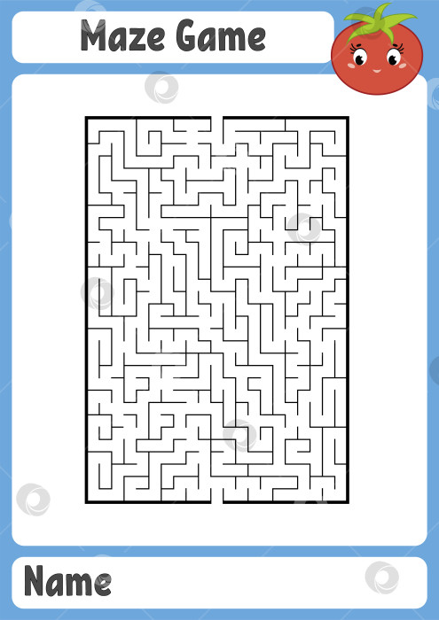 Скачать Абстрактный прямоугольный лабиринт. Рабочие листы для детей. Страница с заданиями. Игра-головоломка для детей. Милый мультяшный помидор. Головоломка-лабиринт. Векторная иллюстрация. фотосток Ozero