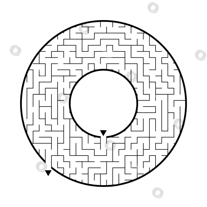 Скачать Абстрактный круглый лабиринт. Игра для детей. Головоломка для детей. Один вход, один выход. Головоломка-лабиринт. Плоская векторная иллюстрация, изолированная на белом фоне. С местом для вашего изображения. фотосток Ozero