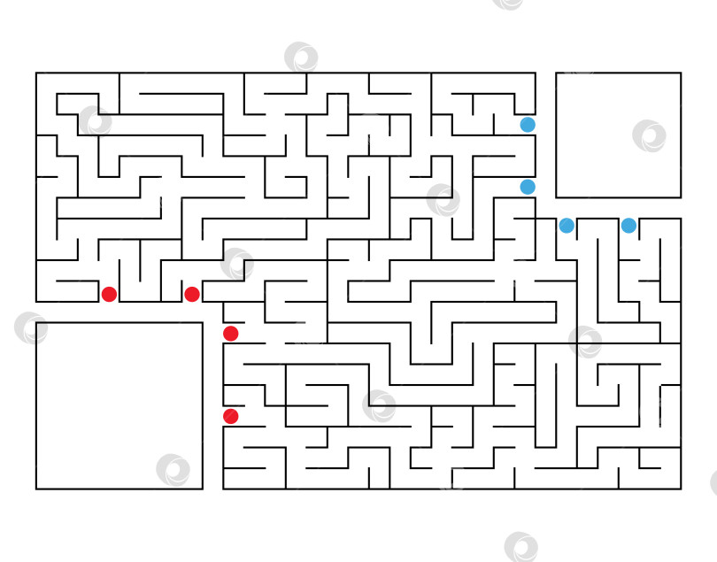 Скачать Абстрактный прямоугольный лабиринт. Игра для детей. Головоломка для детей. Головоломка-лабиринт. Плоская векторная иллюстрация. С местом для вашего изображения. фотосток Ozero