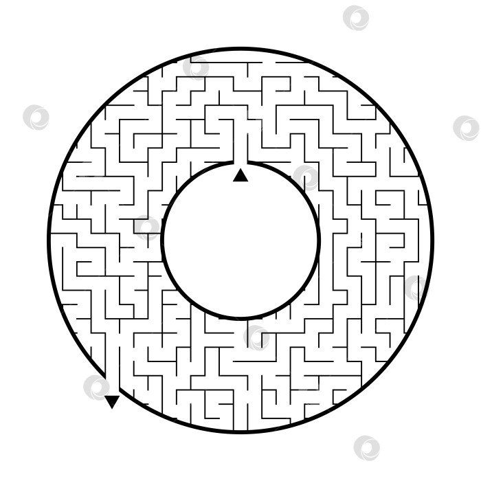Скачать Абстрактный круглый лабиринт. Игра для детей. Головоломка для детей. Один вход, один выход. Головоломка-лабиринт. Плоская векторная иллюстрация, изолированная на белом фоне. С местом для вашего изображения. фотосток Ozero