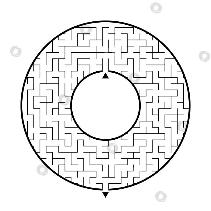 Скачать Абстрактный круглый лабиринт. Игра для детей. Головоломка для детей. Один вход, один выход. Головоломка-лабиринт. Плоская векторная иллюстрация, изолированная на белом фоне. С местом для вашего изображения. фотосток Ozero