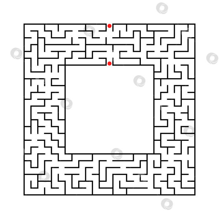 Скачать Черный абстрактный квадратный лабиринт с местом для вашего изображения. Интересная и полезная игра для детей. Простая плоская векторная иллюстрация, выделенная на белом фоне. фотосток Ozero