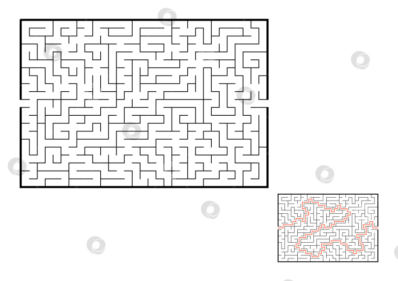 Скачать Абстрактный прямоугольный лабиринт. Игра для детей. Головоломка для детей. Один вход, один выход. Головоломка-лабиринт. Плоская векторная иллюстрация, изолированная на белом фоне. С ответом. фотосток Ozero