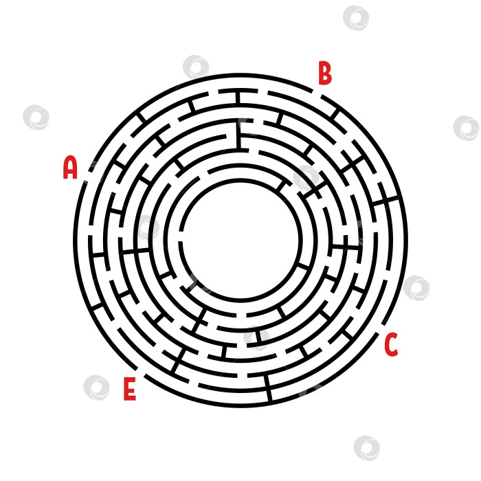 Скачать Абстрактный круглый лабиринт. Игра для детей. Головоломка для детей. Найдите правильный путь. Головоломка-лабиринт. Плоская векторная иллюстрация, изолированная на белом фоне. С местом для вашего изображения. фотосток Ozero