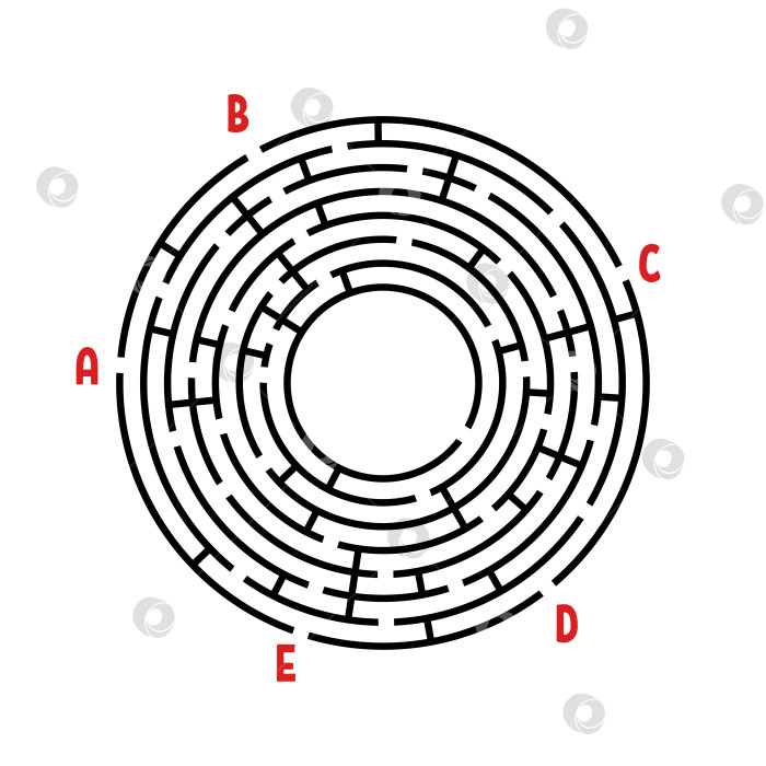 Скачать Абстрактный круглый лабиринт. Игра для детей. Головоломка для детей. Найдите правильный путь. Головоломка-лабиринт. Плоская векторная иллюстрация, изолированная на белом фоне. С местом для вашего изображения. фотосток Ozero