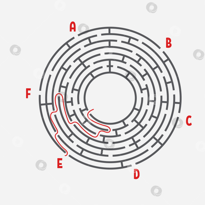 Скачать Черный круглый лабиринт. Игра для детей. Детская головоломка. Много входов, один выход. Головоломка-лабиринт. Простая плоская векторная иллюстрация, выделенная на белом фоне. С местом для вашего изображения. фотосток Ozero