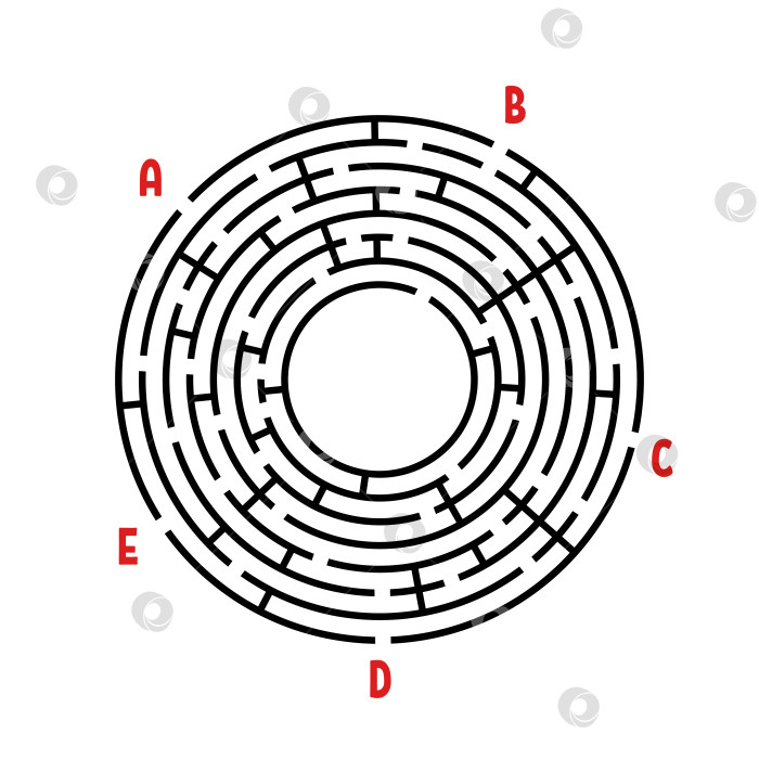 Скачать Абстрактный круглый лабиринт. Игра для детей. Головоломка для детей. Найдите правильный путь. Головоломка-лабиринт. Плоская векторная иллюстрация, изолированная на белом фоне. С местом для вашего изображения. фотосток Ozero