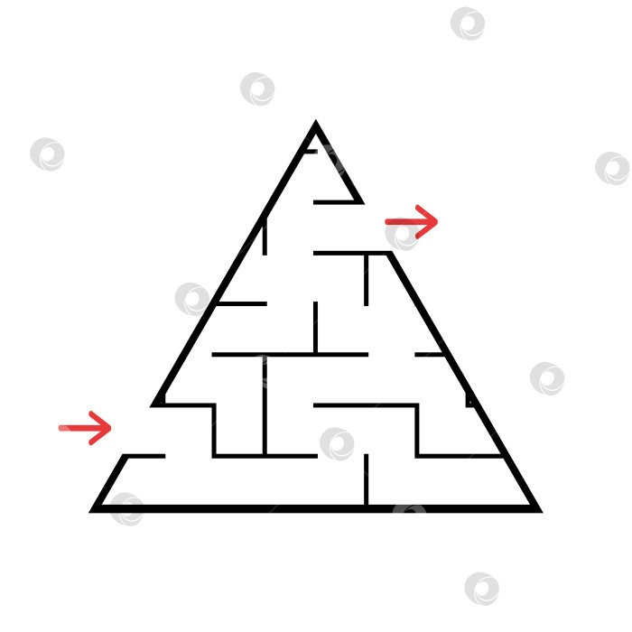 Скачать Черный треугольный лабиринт. Игра для детей. Головоломка для детей. Головоломка-лабиринт. Плоская векторная иллюстрация, изолированная на белом фоне. С местом для вашего изображения. фотосток Ozero