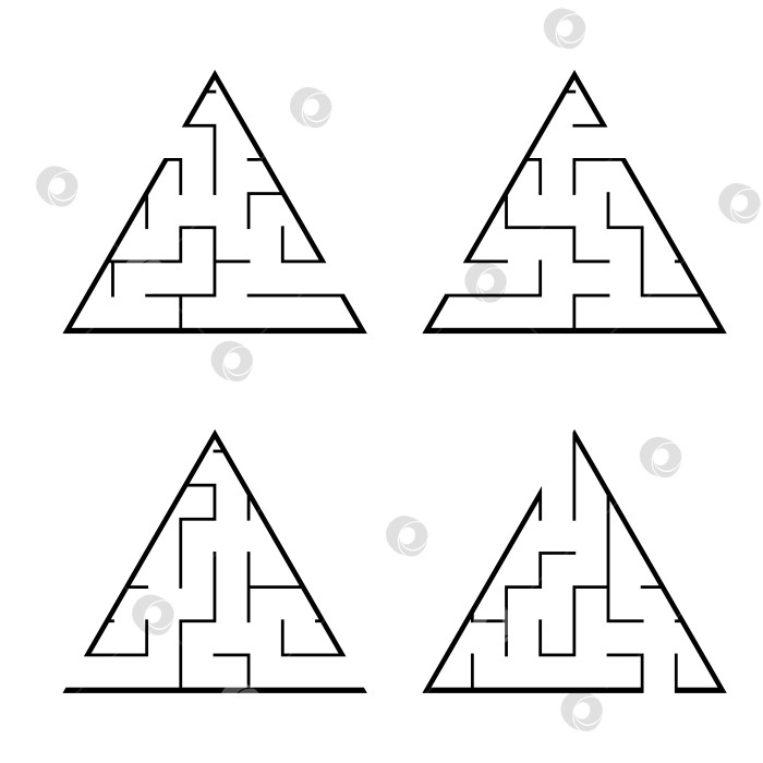 Скачать Набор лабиринтов. Игра для детей. Головоломка для детей. Головоломка-лабиринт. Векторная иллюстрация. фотосток Ozero
